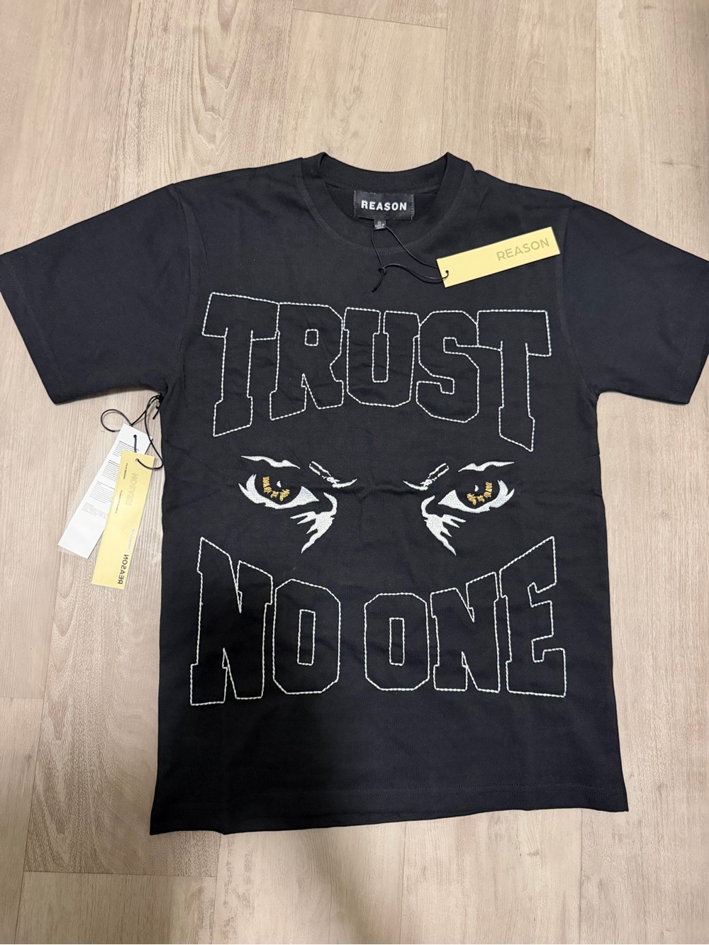 Reason Black 'Trust No One' Graphic Tee with Eye Detail